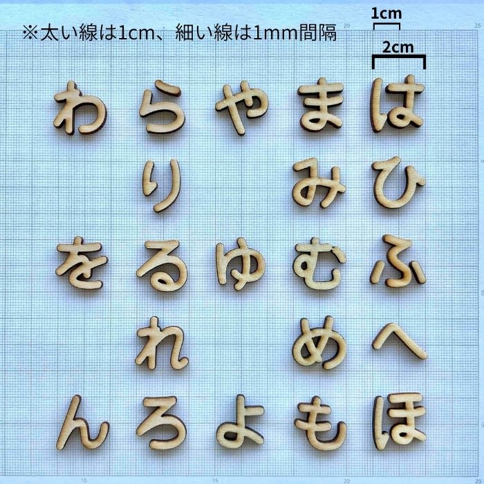 貼るだけ簡単！1文字55円！【ウッドパーツ ひらがな】