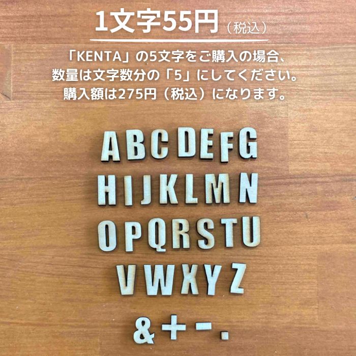 貼るだけ簡単！1文字55円！【ウッドパーツ アルファベット／数字】ローマ字