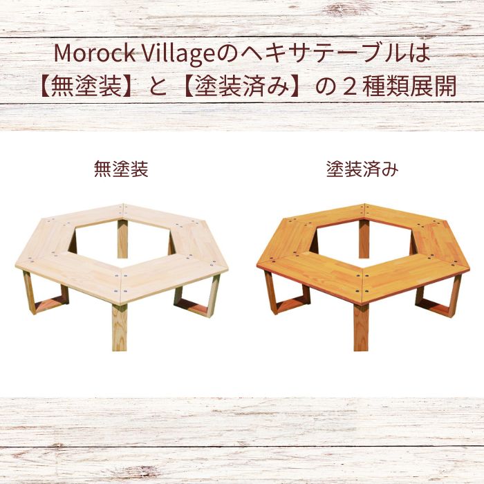 【ヘキサテーブル ALL木製モデル（無塗装）】