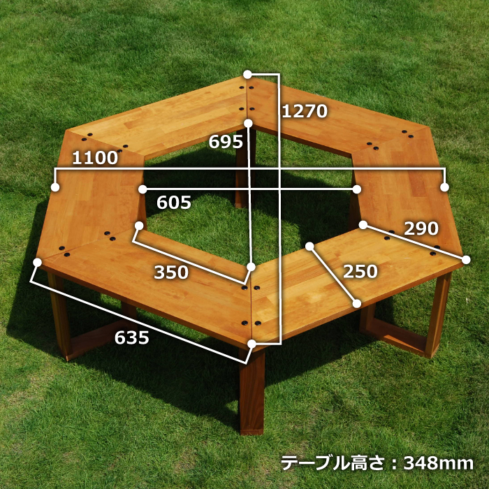 ヘキサテーブル　ALL木製モデル（塗装済）